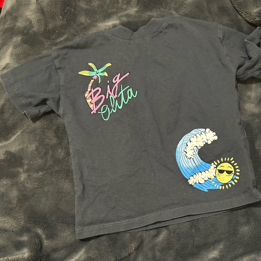 Zara Kids Black Tee with Tropical Graphic